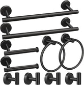 5/10/20pcs Bathroom Hardware Set, Including 16" Hand Towel Bars, Toilet Paper Holders, Towel Rings, Robe Towel Hooks (10pcs 16" Black)